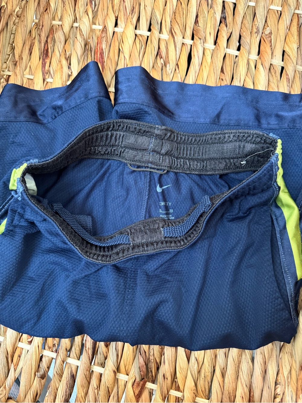 Nike Navy Dri-FIT elite baskeball Shorts with Lime Accent